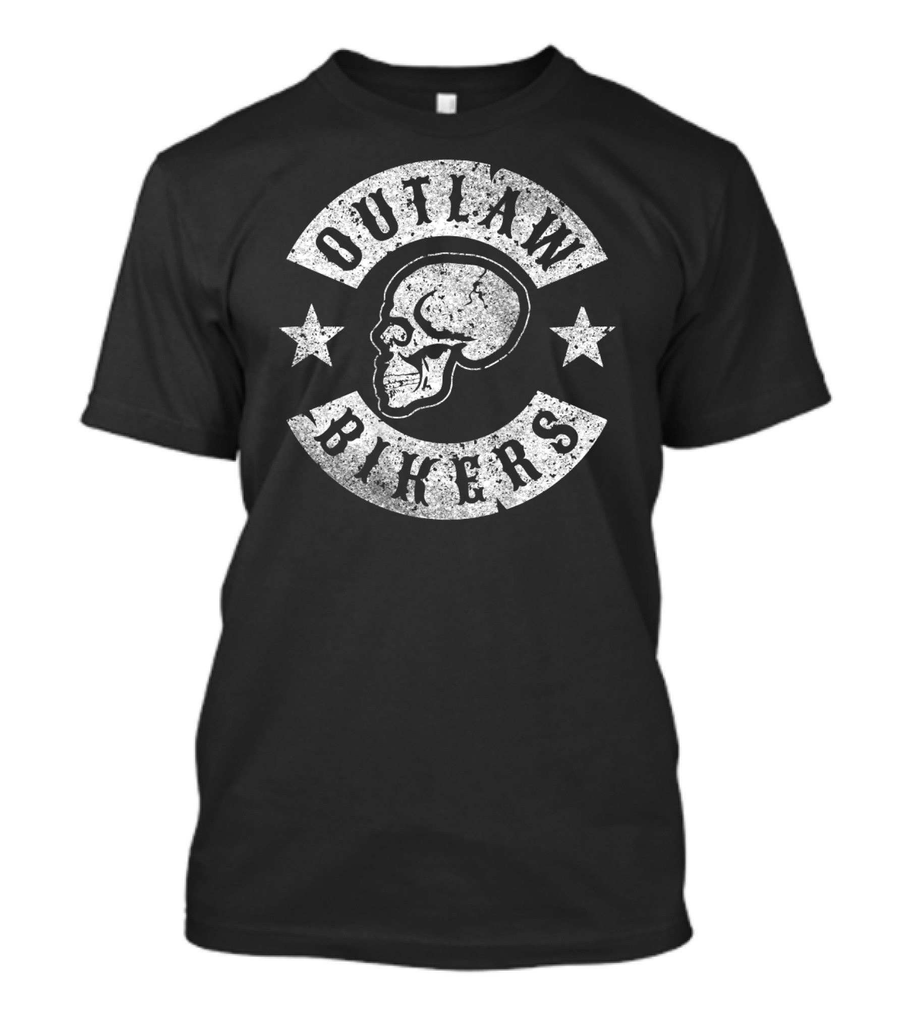 Outlaw Bikers Skull Motorcycle Stars T-Shirt
