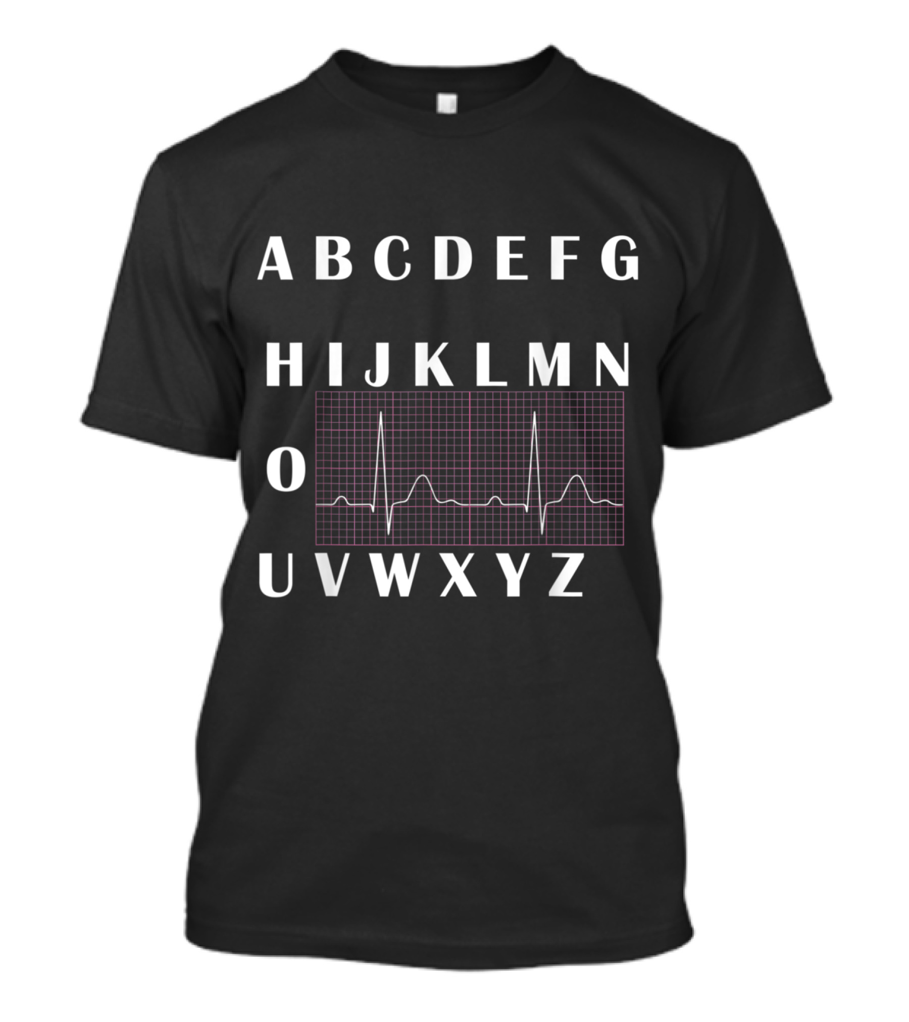 PQRSTU Heartbeats Nurse Alp Alphabet ECG Letters O Twisting Into EKG Line T-Shirt