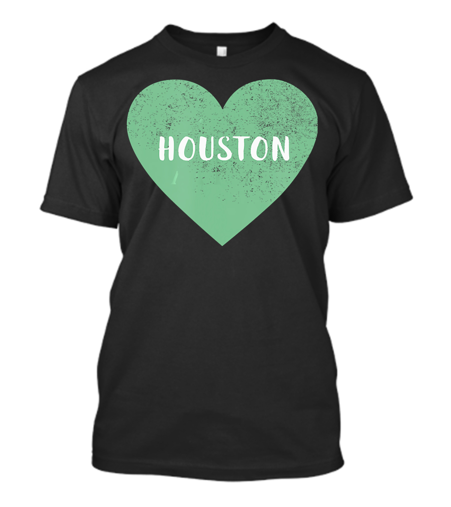 I Heart Houston Green City Souvenirs Vintage-Style Textured Heart T-Shirt