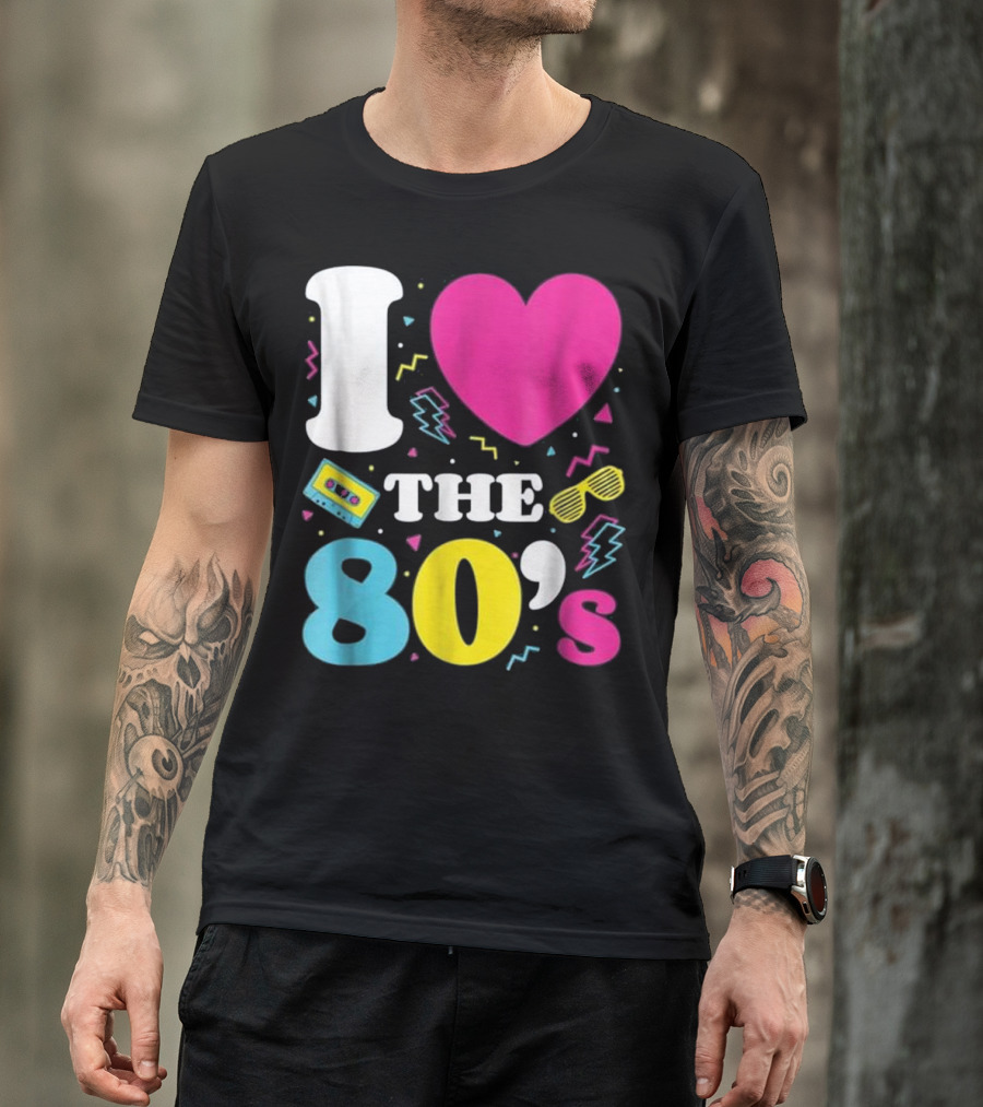 I Heart The 80's Cassette Sunglasses Retro Lightning T-Shirt