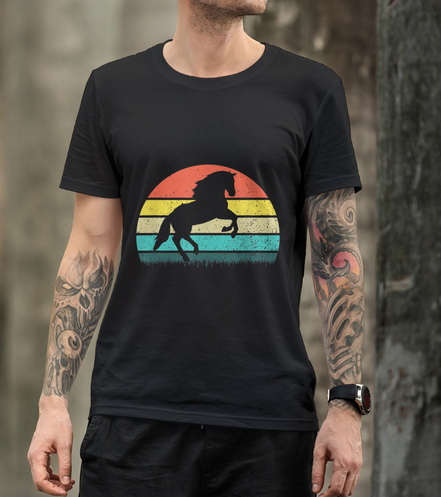 Vintage Horse Lover Retro Sunset T-Shirt