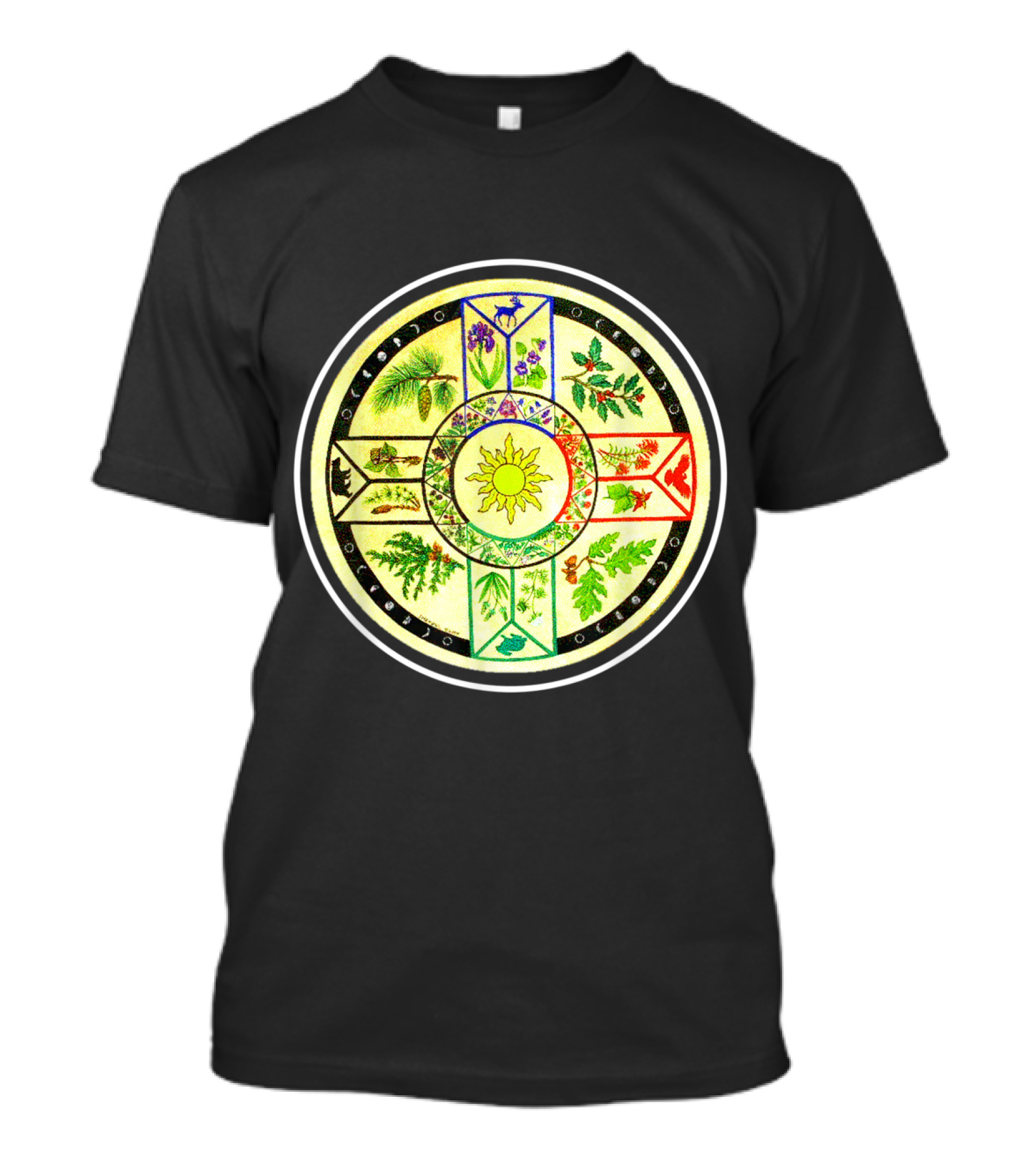 Native American Medicine Wheel Four Directions Herbs Visual Symbols T-Shirt