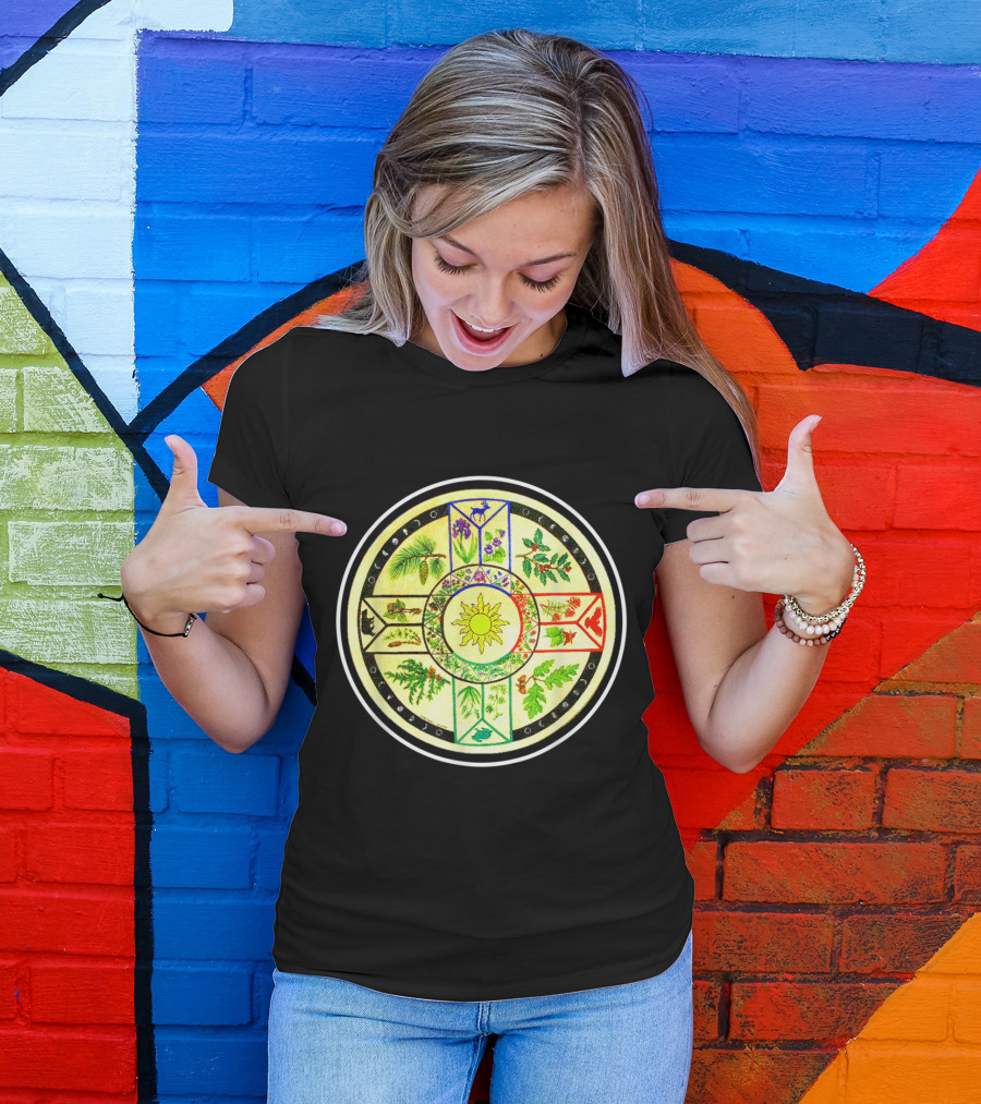 Native American Medicine Wheel Four Directions Herbs Visual Symbols T-Shirt