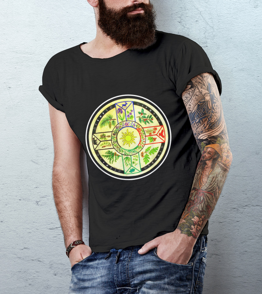 Native American Medicine Wheel Four Directions Herbs Visual Symbols T-Shirt