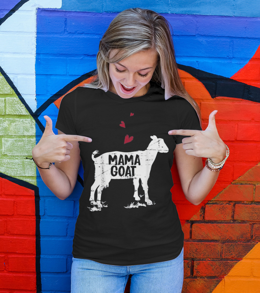 Mama Goat With Hearts Farm Humor T-Shirt