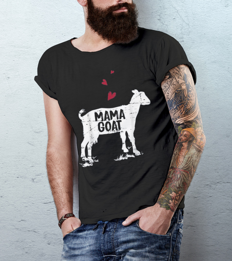 Mama Goat With Hearts Farm Humor T-Shirt
