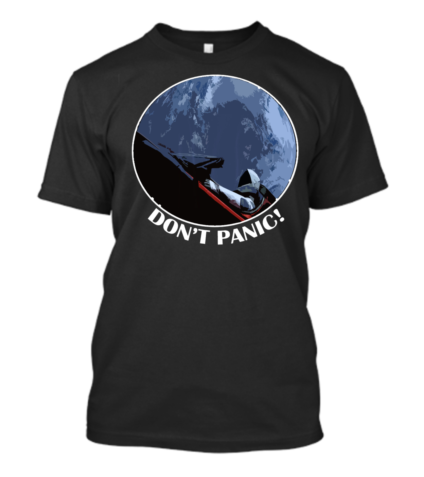Don't Panic Starman Earth Orbit Historic T-Shirt