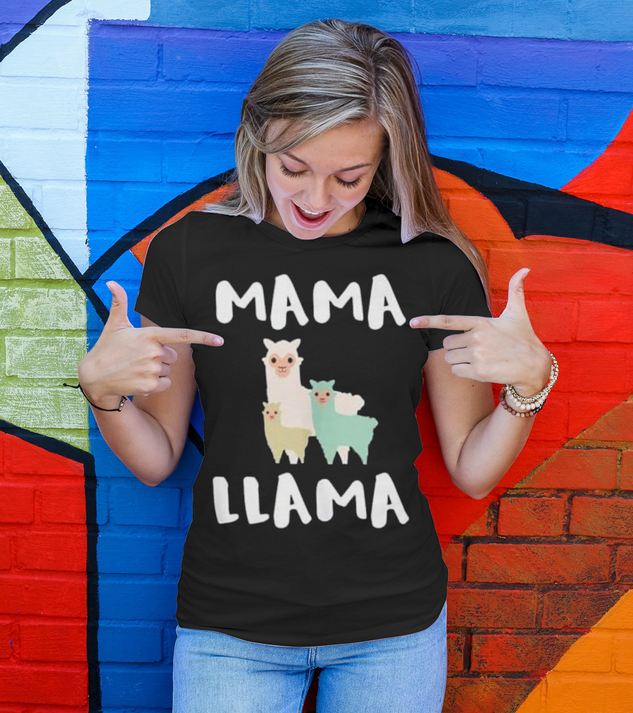 MAMA LLAMA Cute Cartoon Llama Family T-Shirt