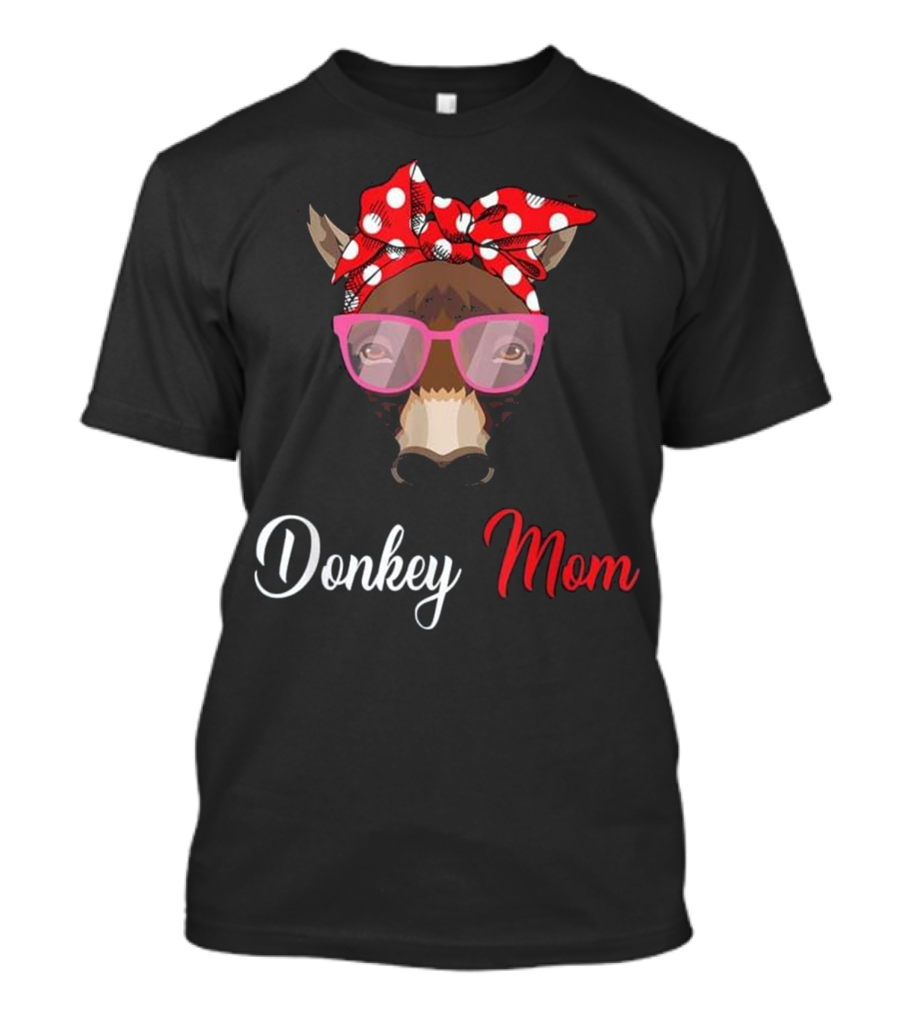 Donkey Mom For Animal Lovers Mother With Polka Dot Bandana And Glasses T-Shirt