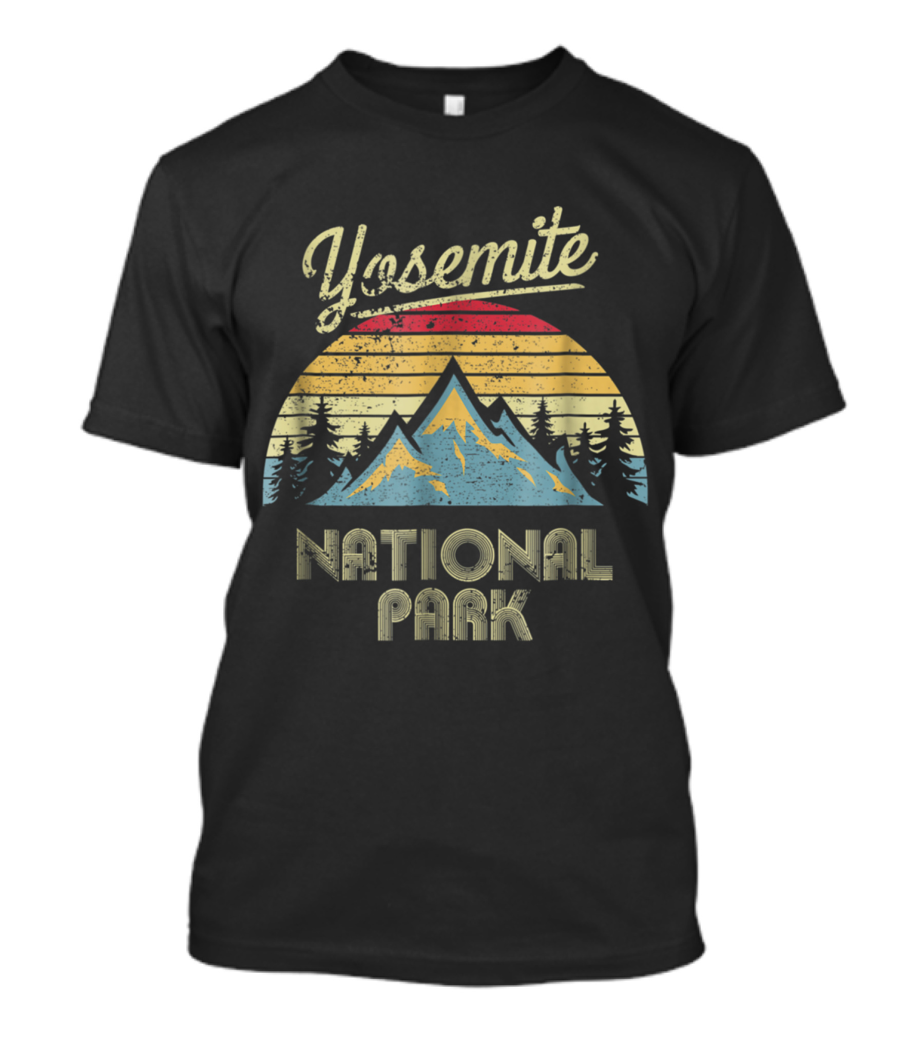 Yosemite National Park Vintage Mountain Sunset Forest T-Shirt