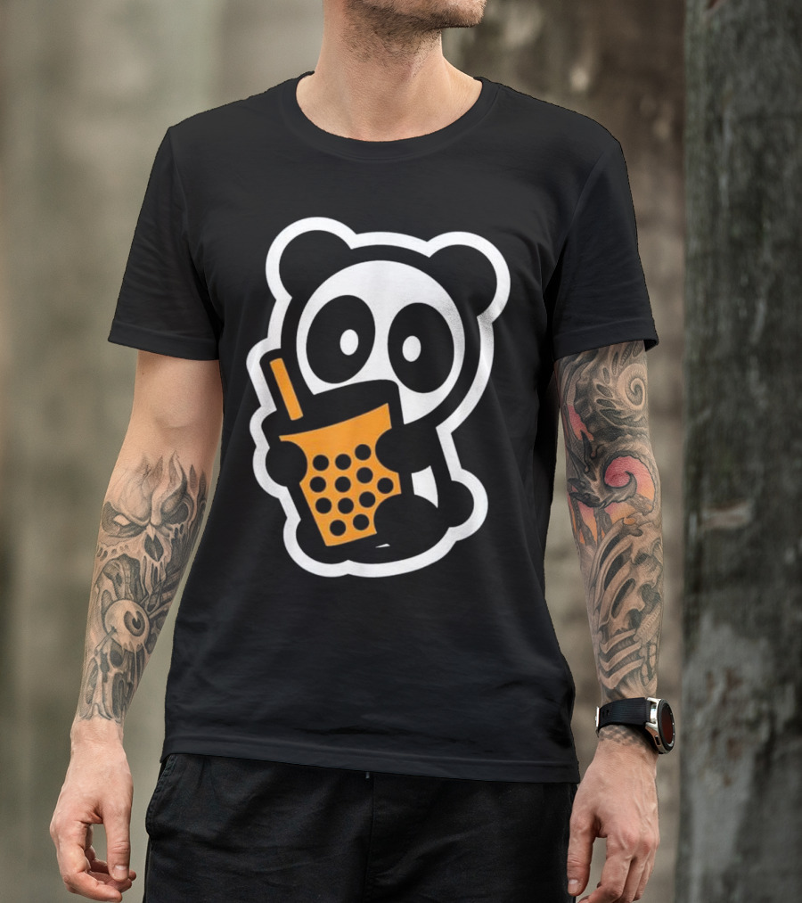 Panda Bubble Tea Boba Bambu Brand Be Cute Character With Drink T-Shirt