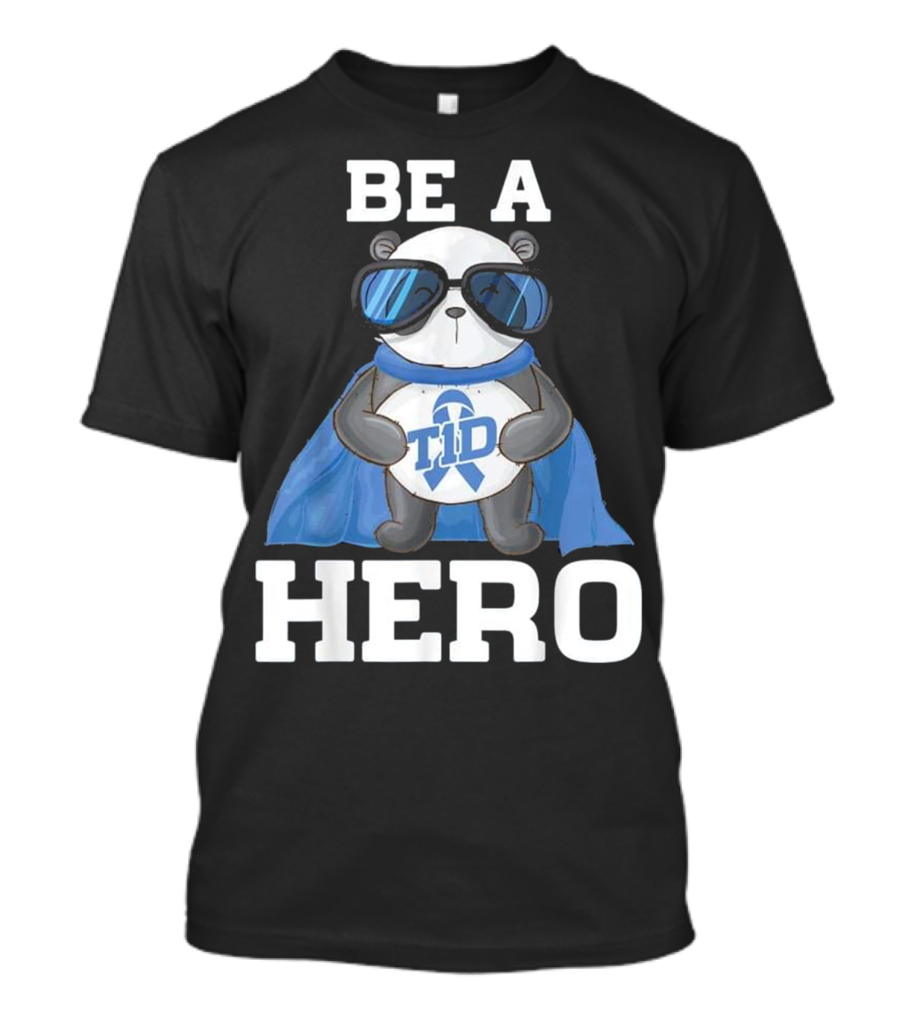 Be A Hero Panda T1D Blue Cape T-Shirt