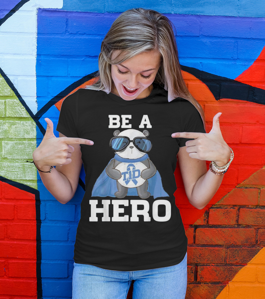 Be A Hero Panda T1D Blue Cape T-Shirt