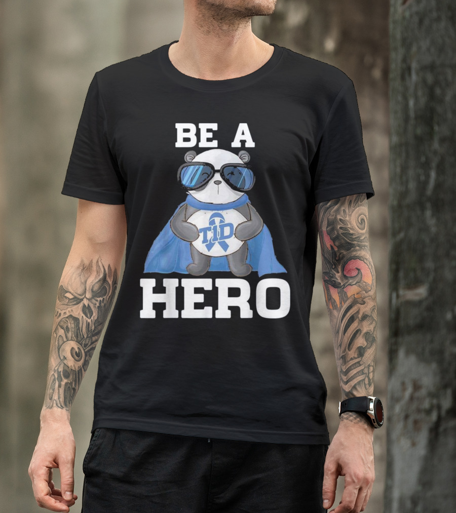 Be A Hero Panda T1D Blue Cape T-Shirt