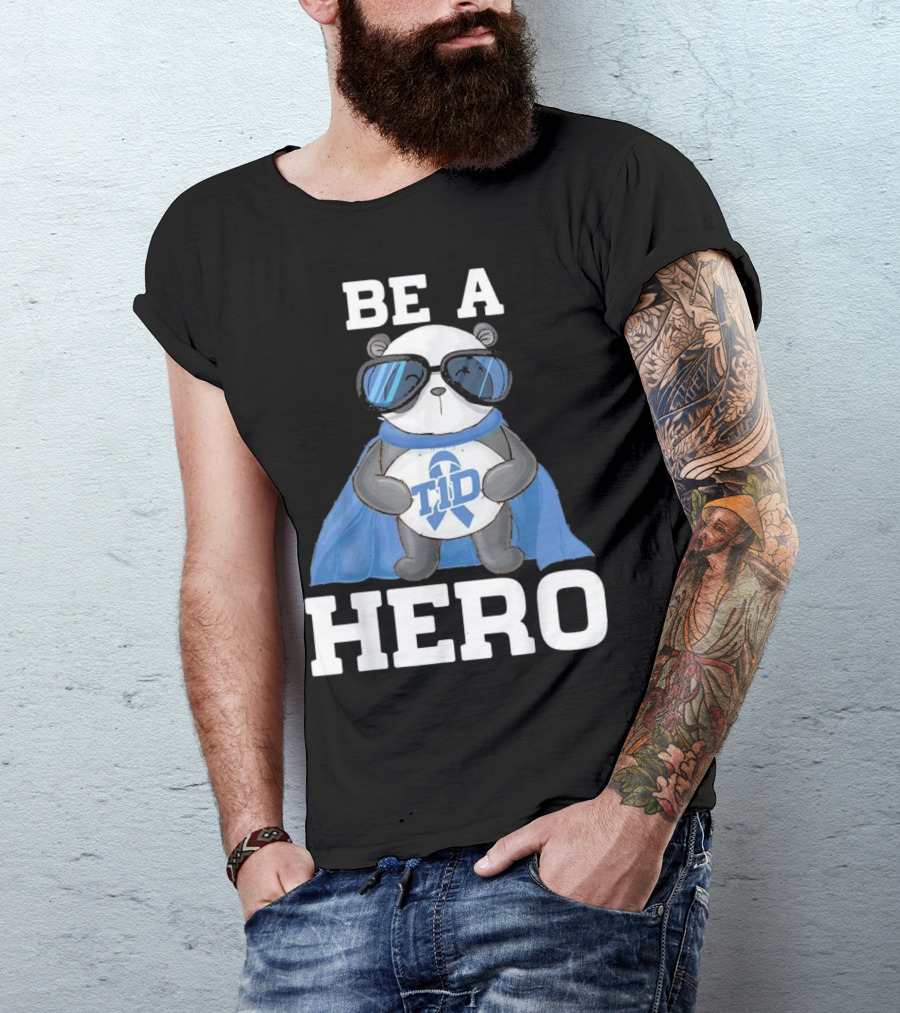 Be A Hero Panda T1D Blue Cape T-Shirt