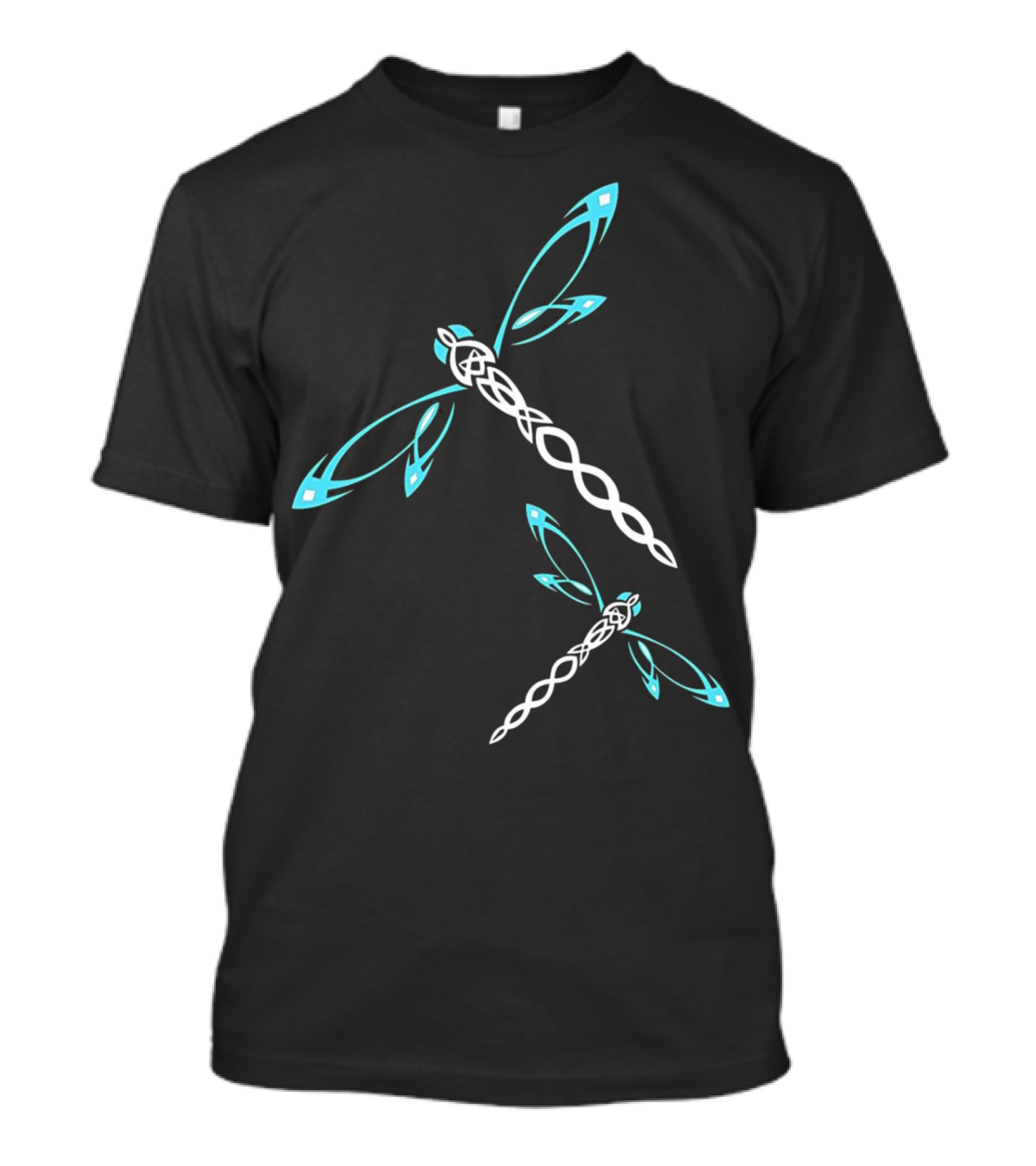 Dragonfly Tribal Pattern Blue And White T-Shirt