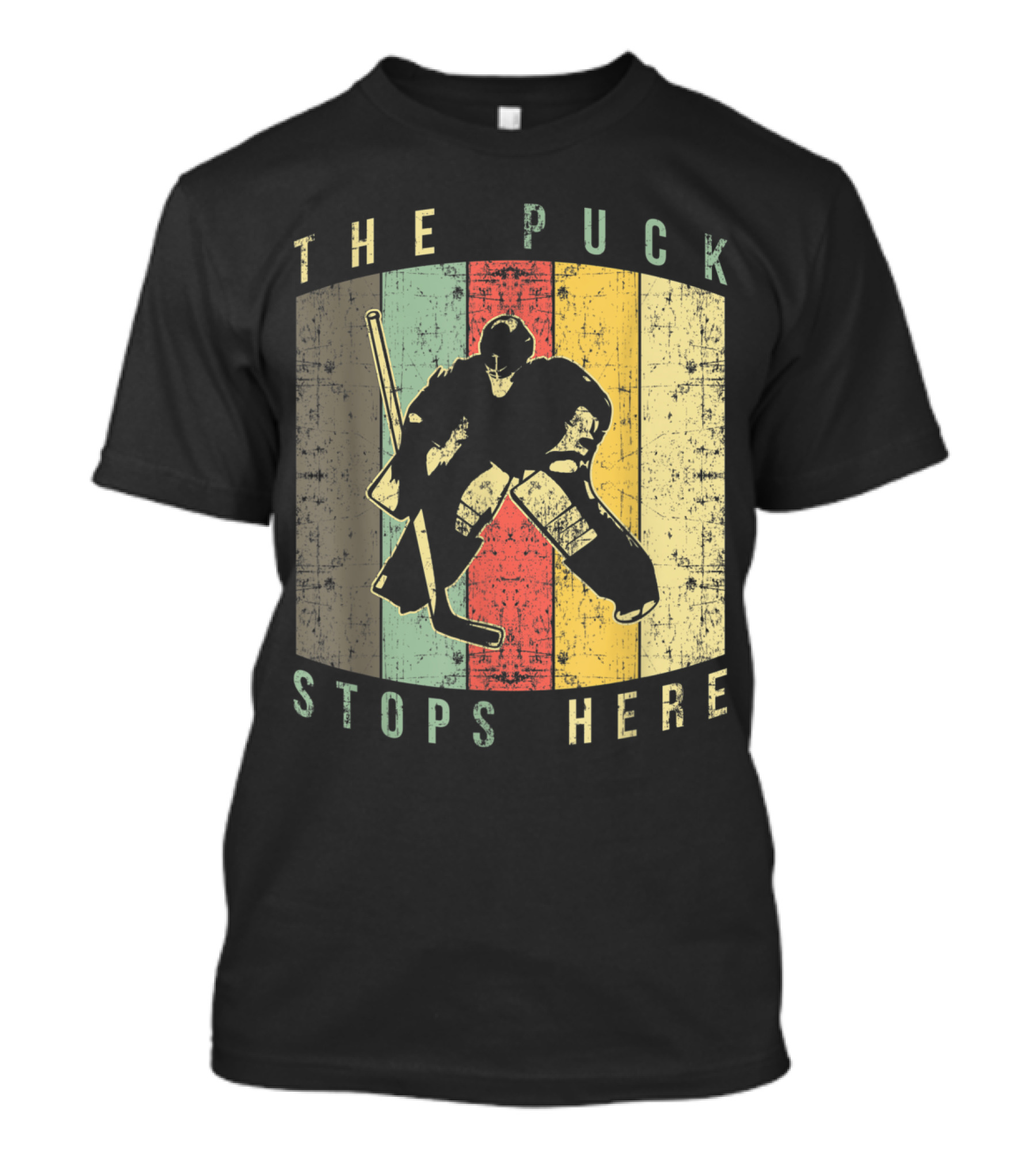 The Puck Stops Here Retro Hockey Goalie Stance T-Shirt