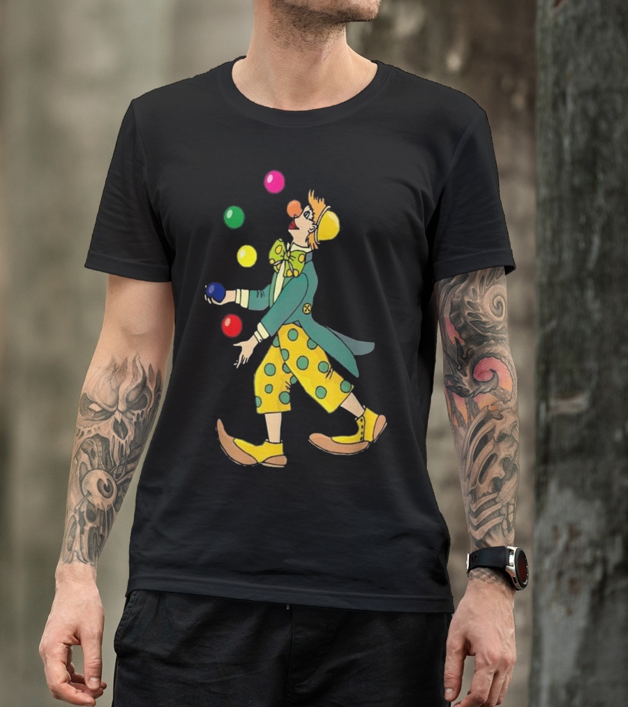 Funny Clown Juggling Colorful Balls Playfully T-Shirt