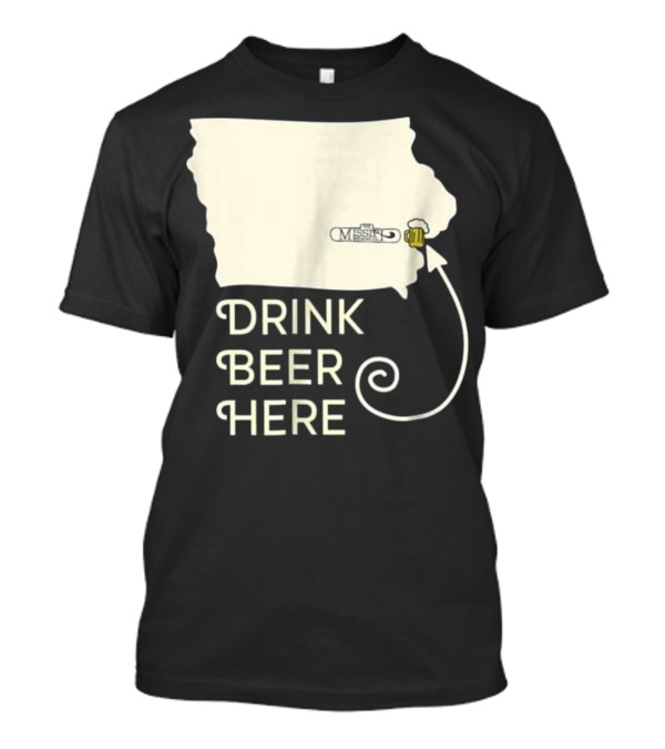 Drink Beer Here Missipi Brew Map State Outline With Mug T-Shirt