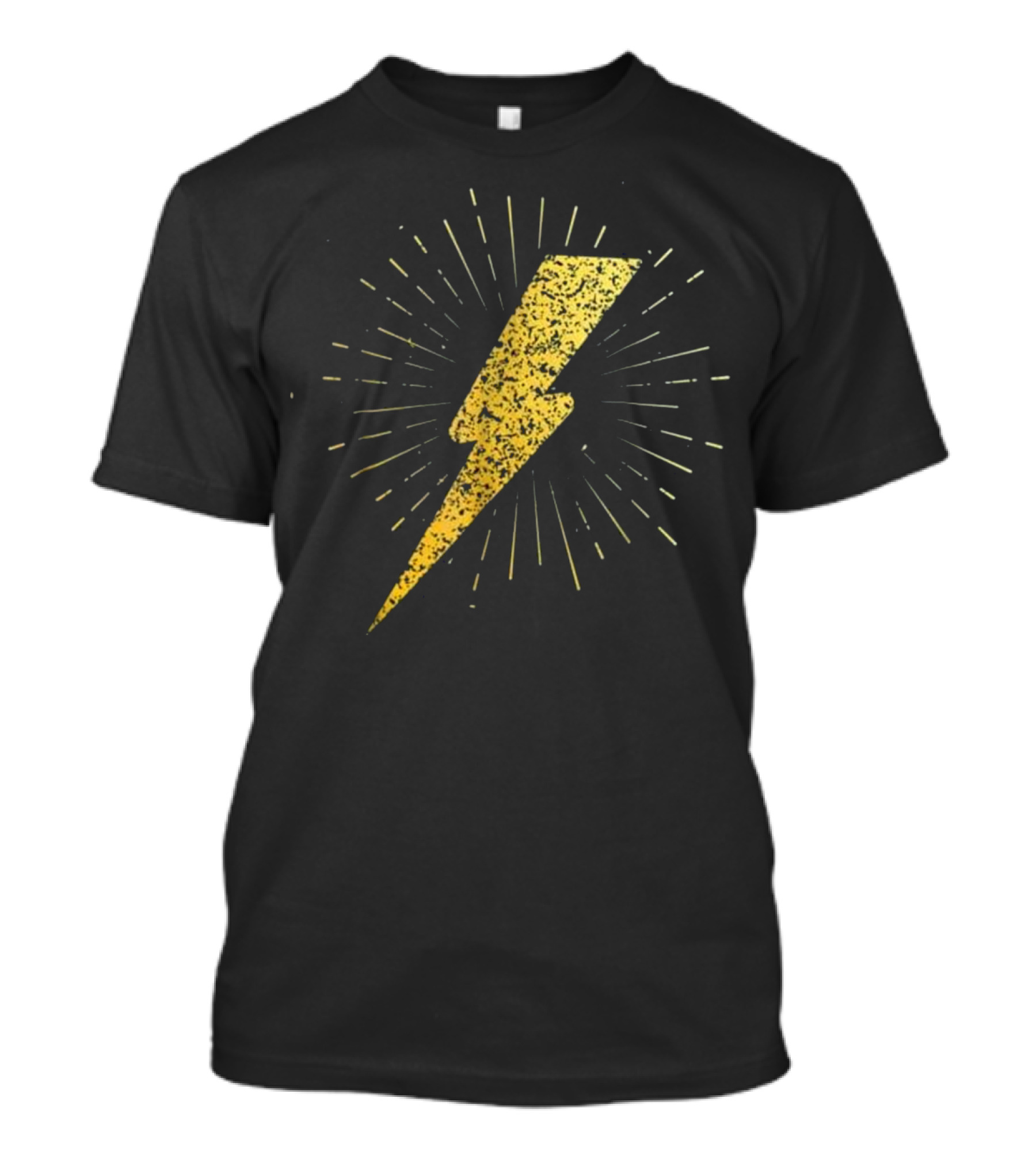 Gold Foil Vintage Lightning Bolt Icon With Radiant Sunburst T-Shirt