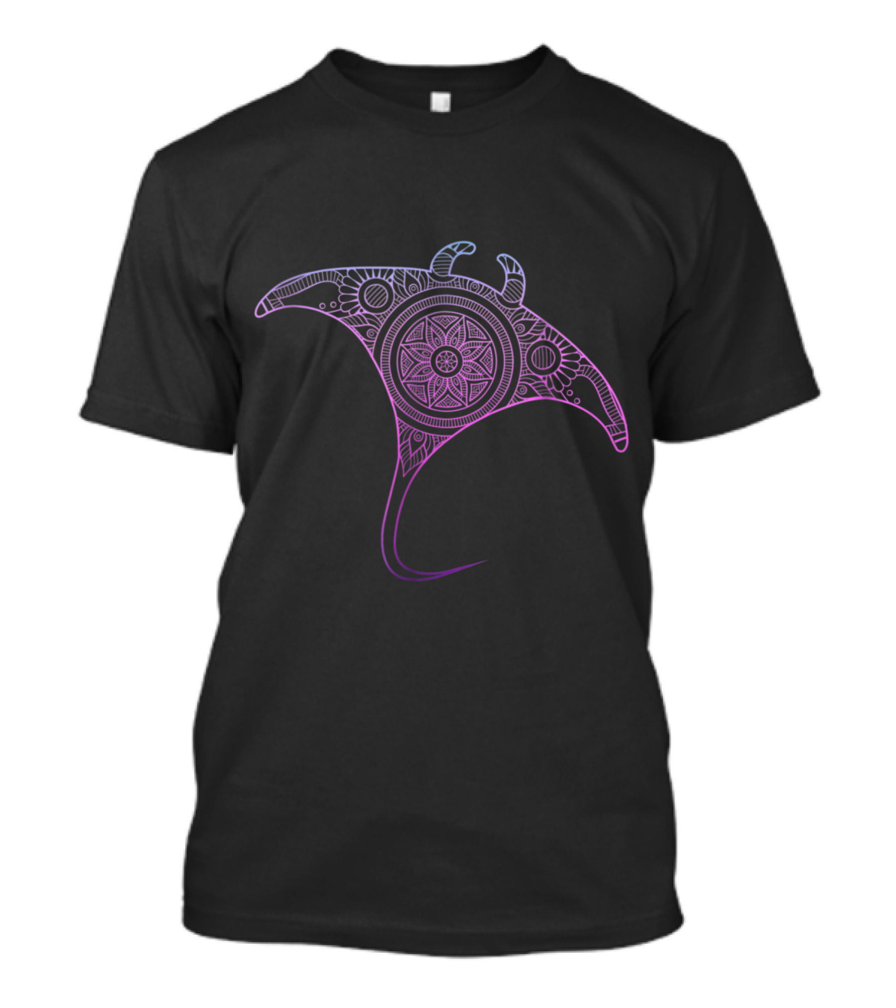 Scuba Diving Freediving Manta Ray Shark Spiral Mandala T-Shirt