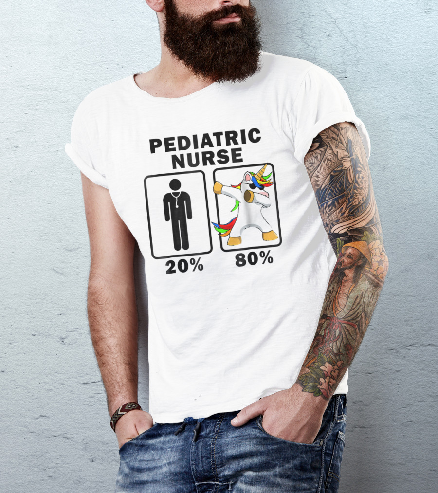 Pediatric Nurse 20% 80% Dabbing Unicorn T-Shirt