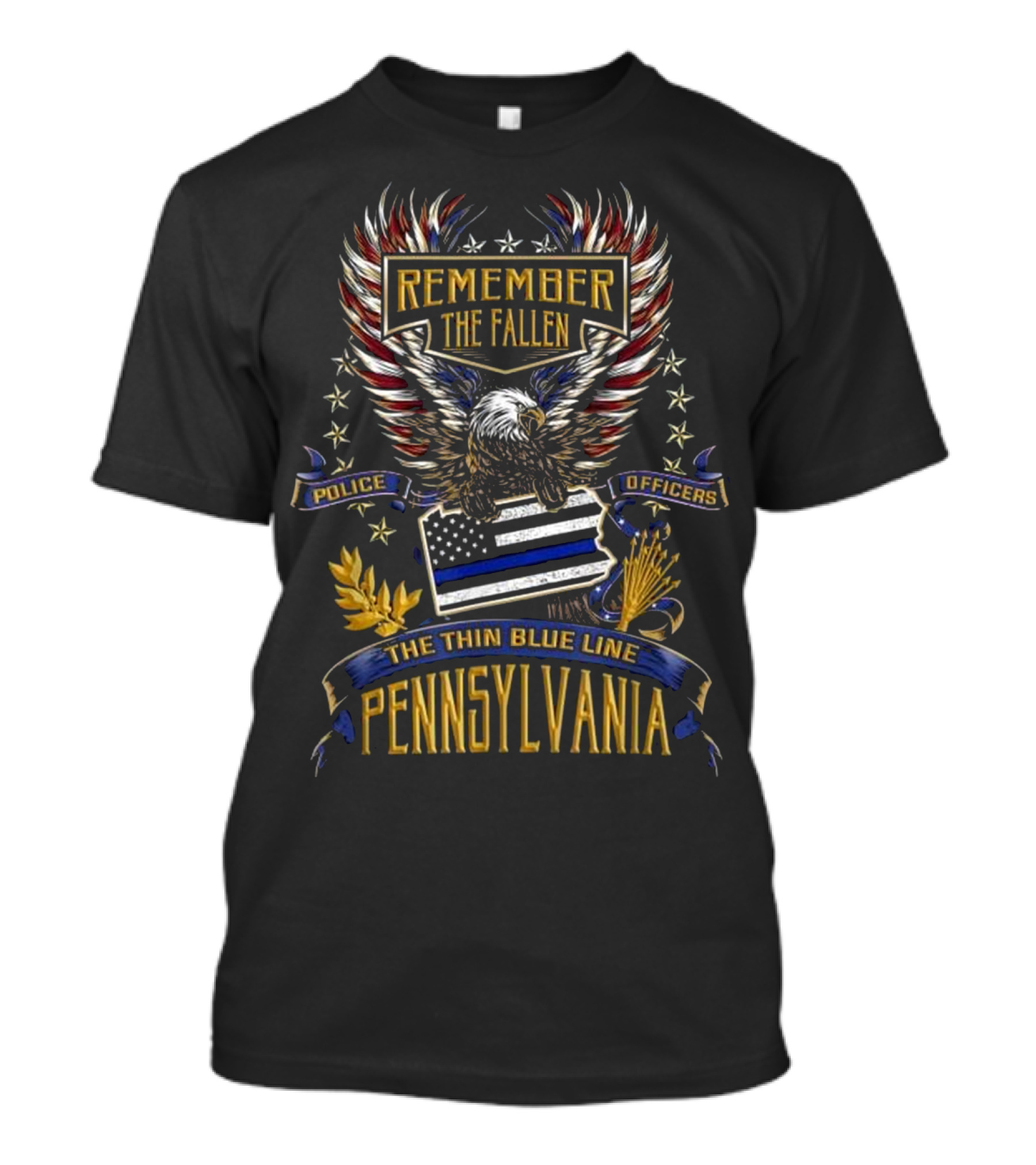 Pennsylvania Remember The Fallen Police Officers The Thin Blue Line T-Shirt