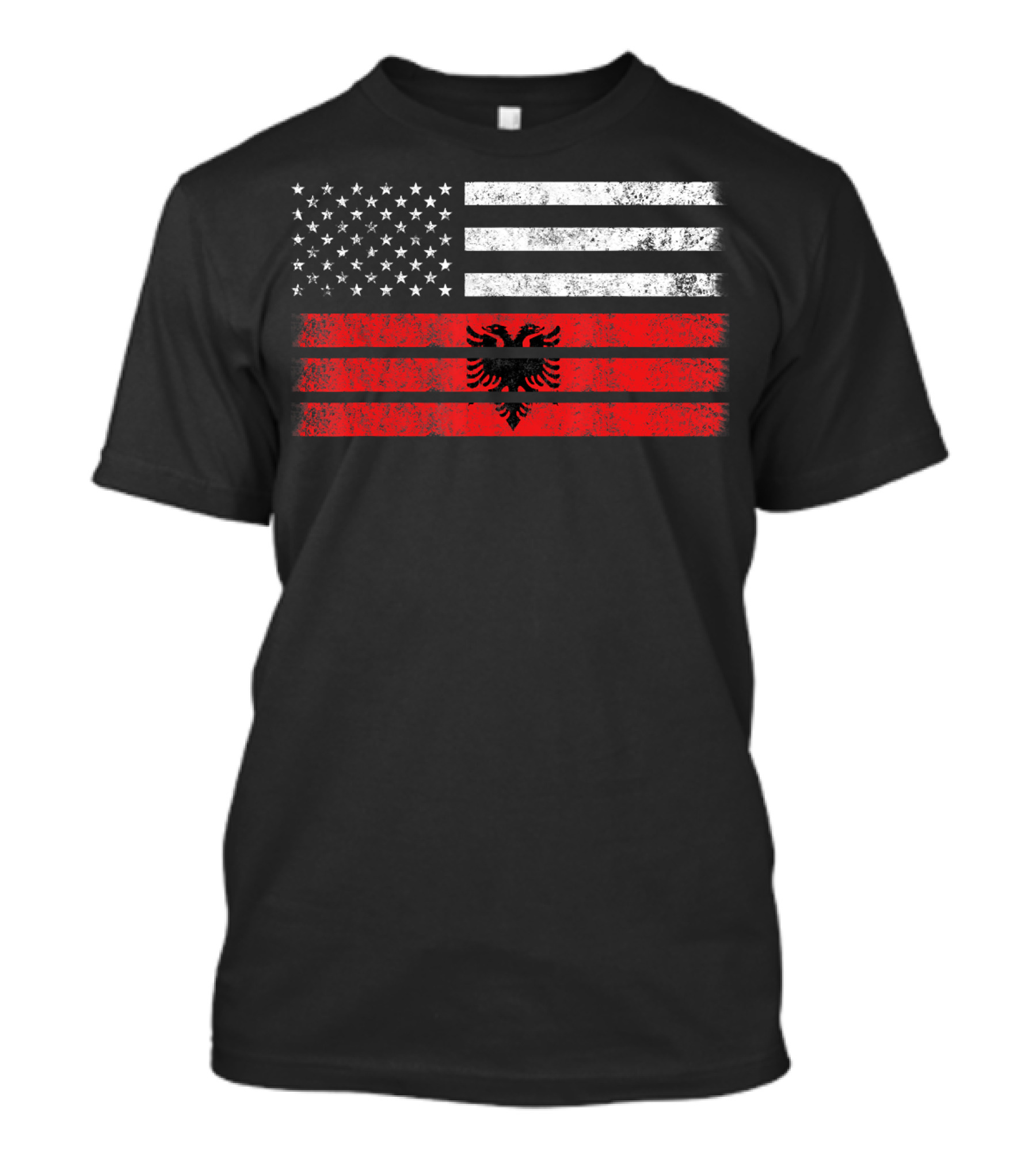 USA And Albania Flag Fusion With Stars And Eagle T-Shirt