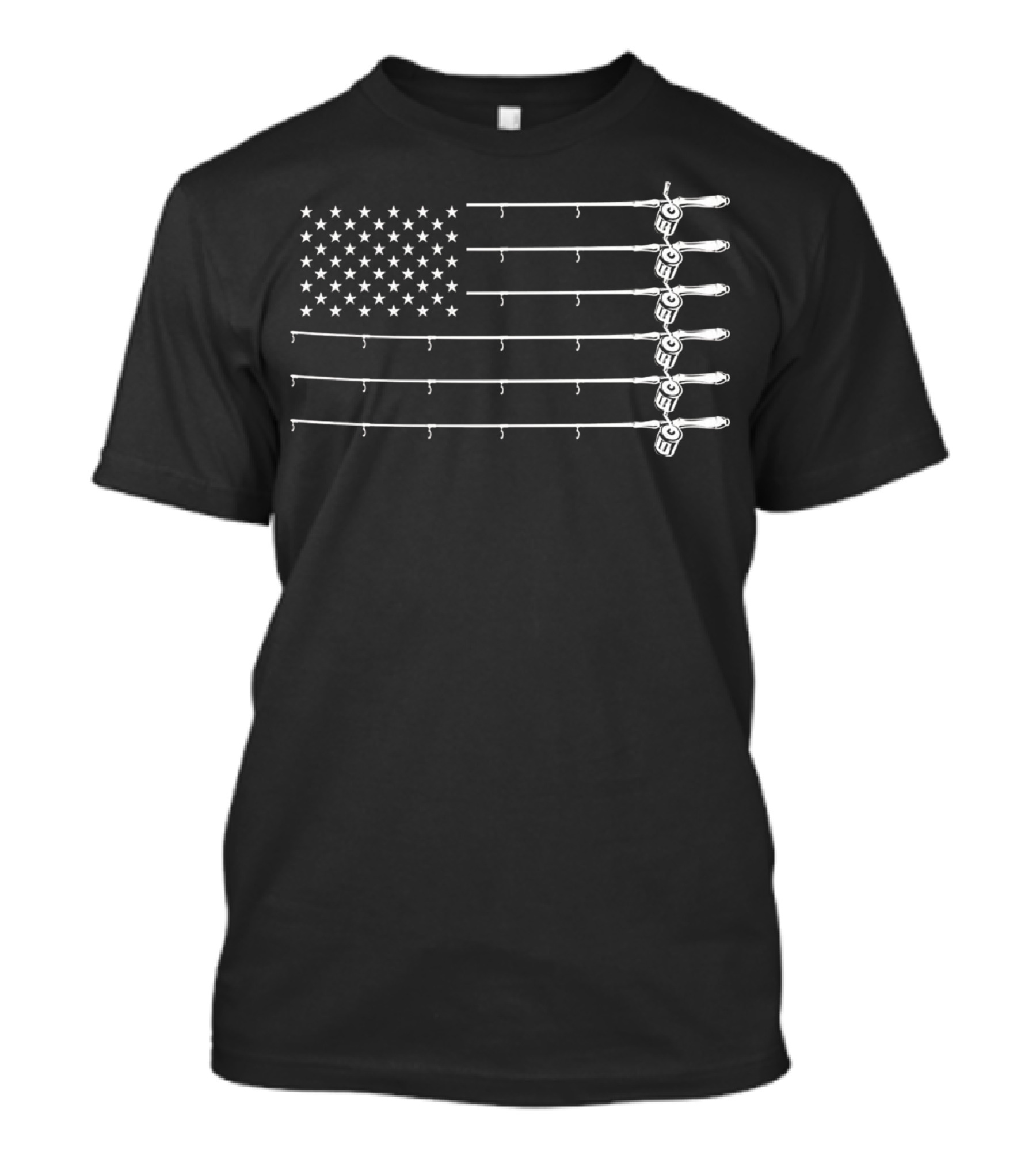 Fishing Rods American Flag Design Perfect For Fishing Lover T-Shirt