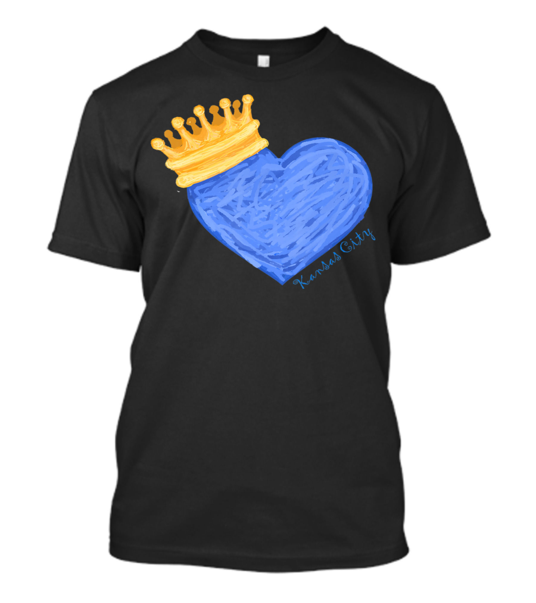 Kansas City Blue Heart With Gold Crown T-Shirt