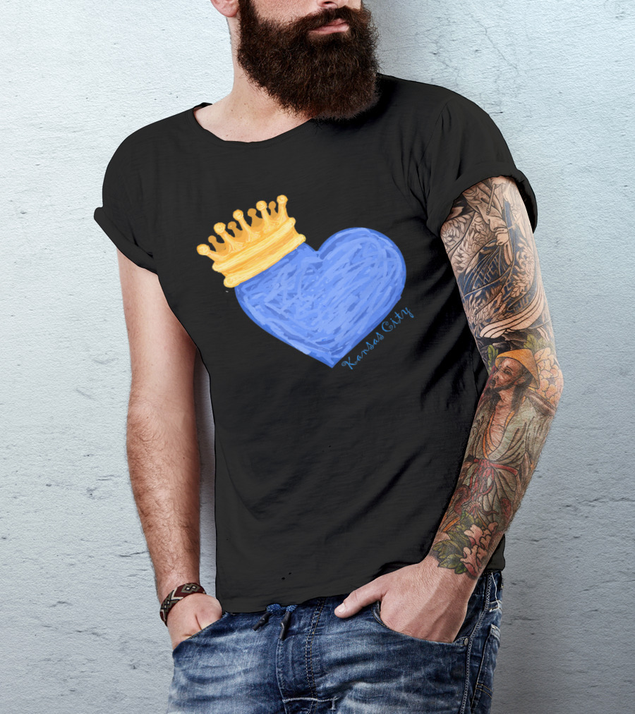 Kansas City Blue Heart With Gold Crown T-Shirt