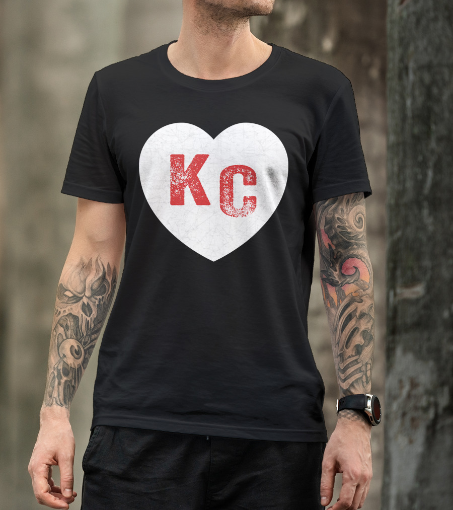 KC Kansas City Heart Royal Blue And Red Patrio T-Shirt
