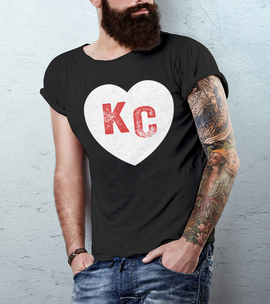 KC Kansas City Heart Royal Blue And Red Patrio T-Shirt