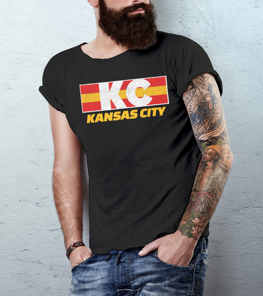 Kansas City KC Red And Yellow Football Fan T-Shirt