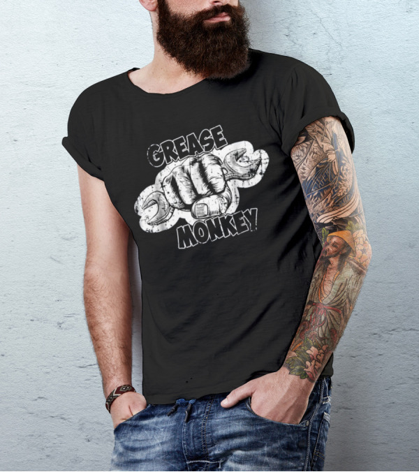 Grease Monkey Wrench Fist Auto Mechanics T-Shirt