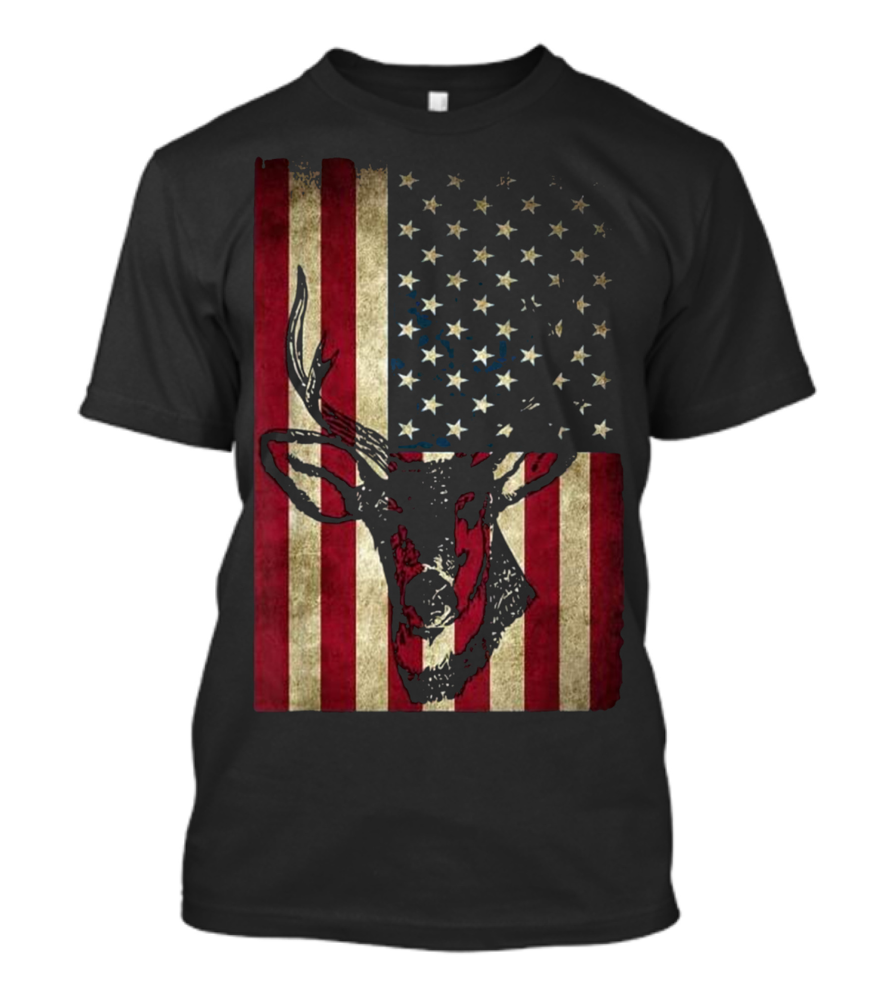Great American Flag Patriotic Deer Hunting Stars And Stripes Buck T-Shirt