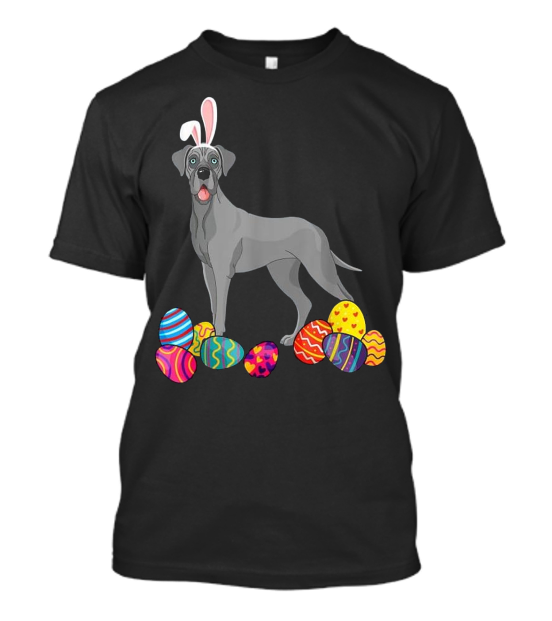 Great Dane Bunny Ears With Colorful Easter Eggs T-Shirt