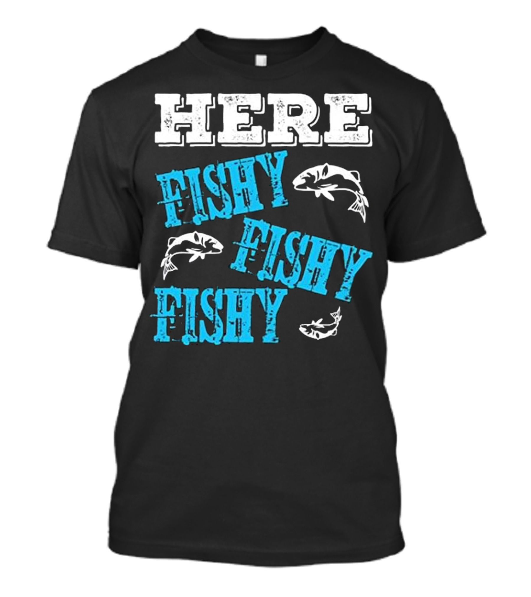 Funny Fishing Dad Here Fishy Fishy With Fish Icons T-Shirt
