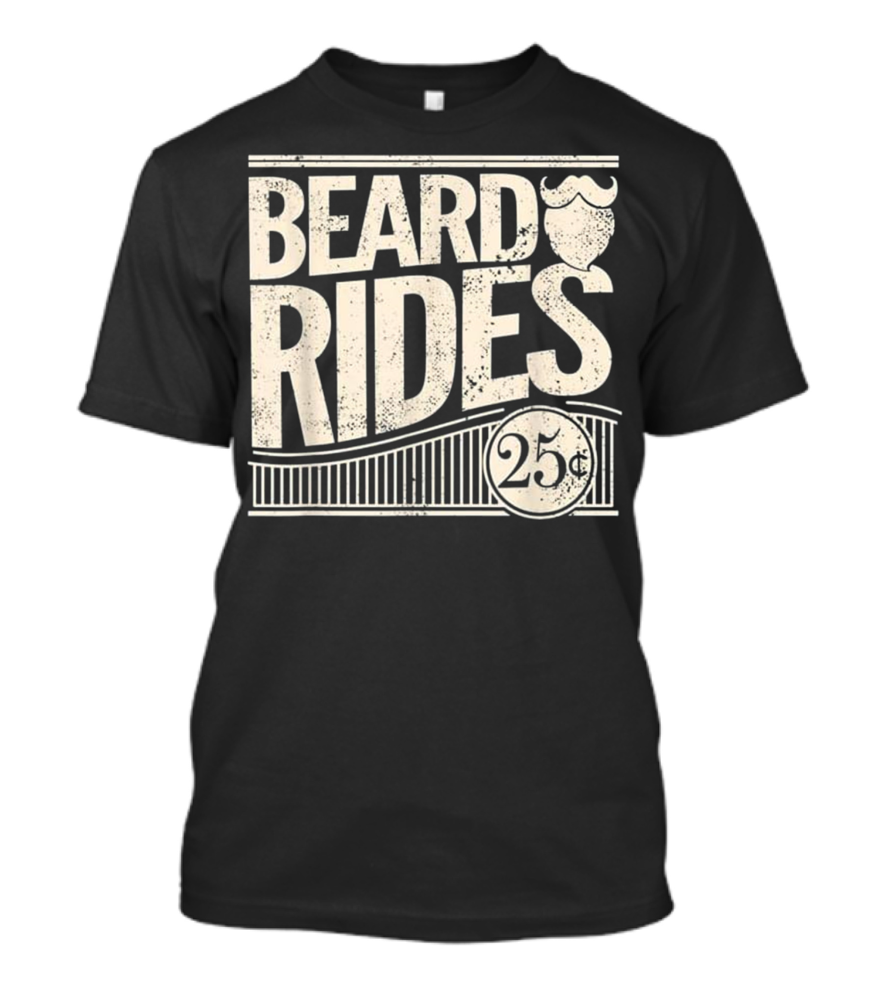 Beard Rides 25 Cents Funny Vintage Distressed Mens T-Shirt