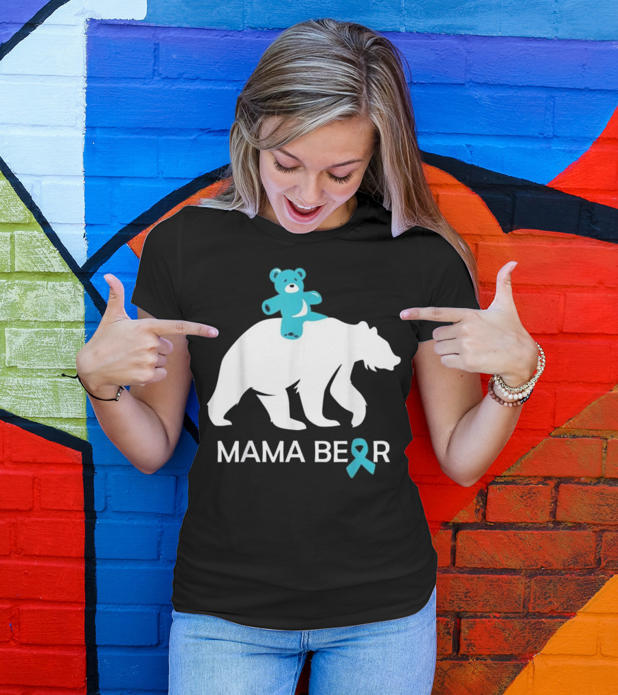 Mama Bear Food Allergy Awareness Teal T-Shirt
