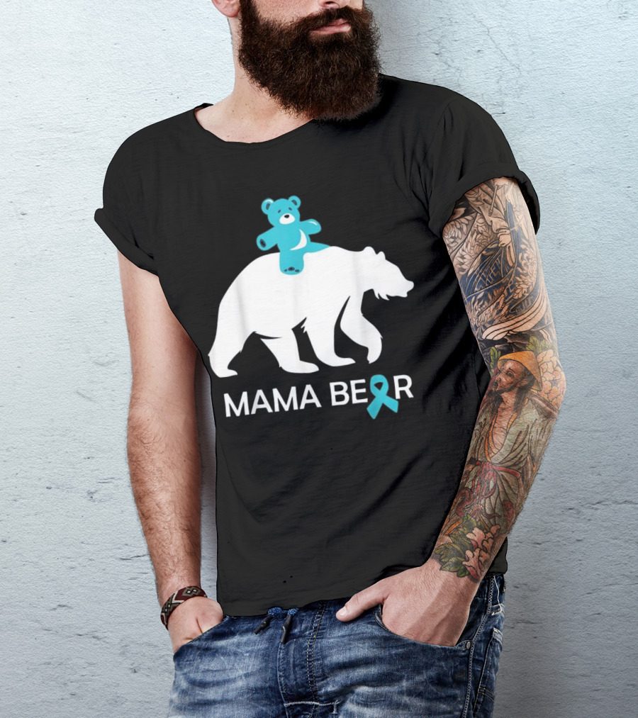 Mama Bear Food Allergy Awareness Teal T-Shirt