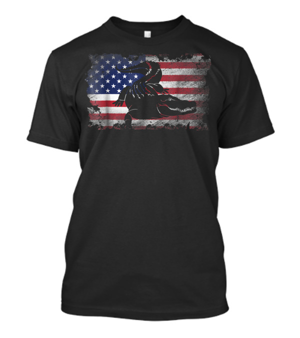 Alligator American Flag USA Patriotic T-Shirt