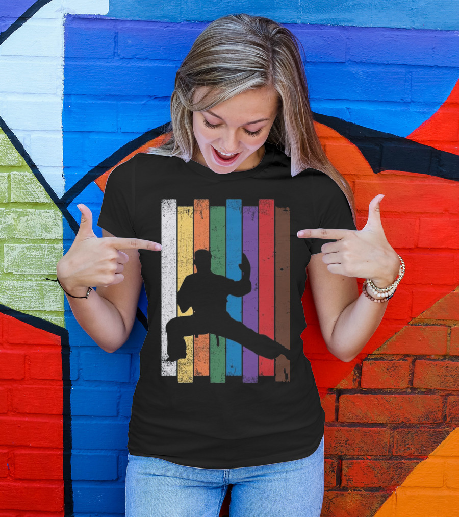 Karate Belt Colors Silhouette Martial Arts Pose T-Shirt