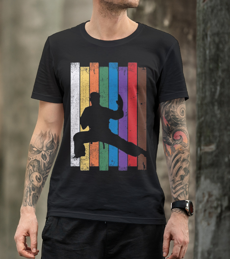 Karate Belt Colors Silhouette Martial Arts Pose T-Shirt