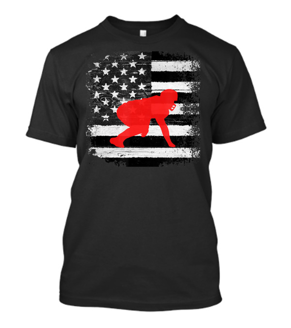 Great Vintage Lineman American Flag Grunge T-Shirt