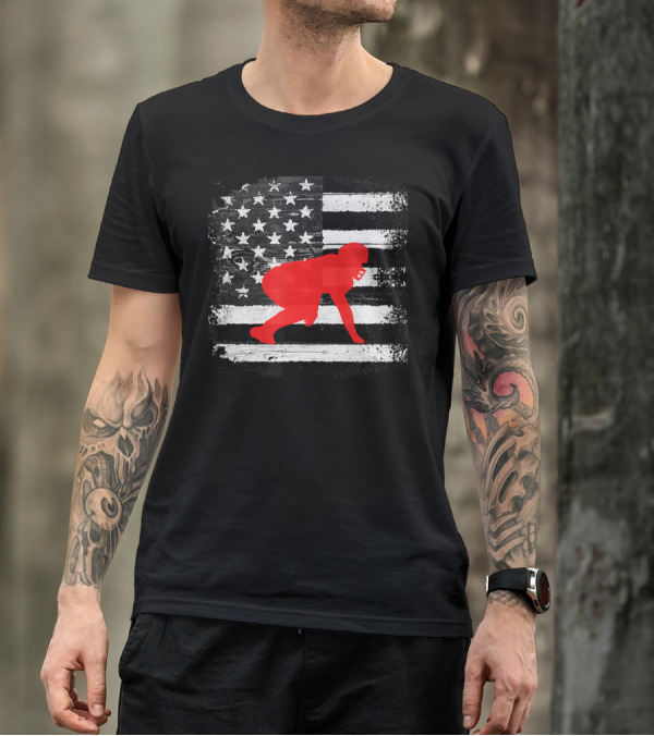 Great Vintage Lineman American Flag Grunge T-Shirt