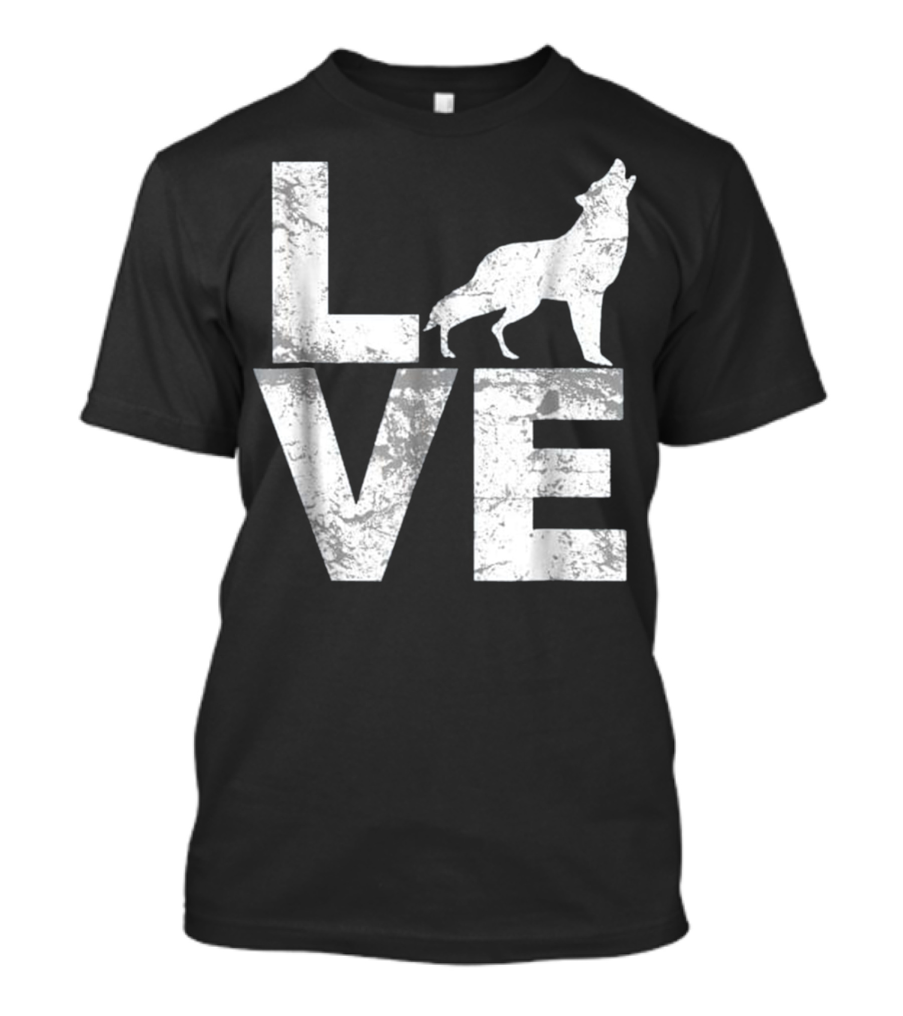 Love Wolves Lone Wolf Distress Vintage Look T-Shirt