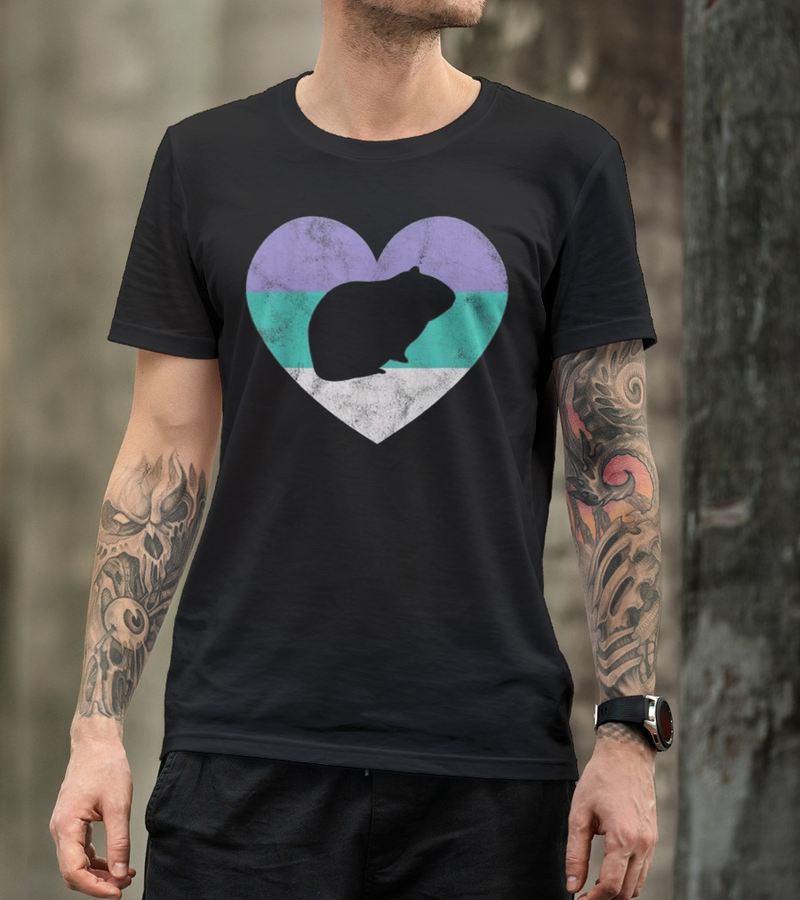 Guinea Pig Heart With Purple, Green, And White Stripes T-Shirt