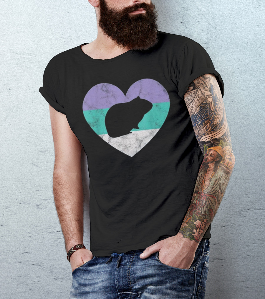 Guinea Pig Heart With Purple, Green, And White Stripes T-Shirt
