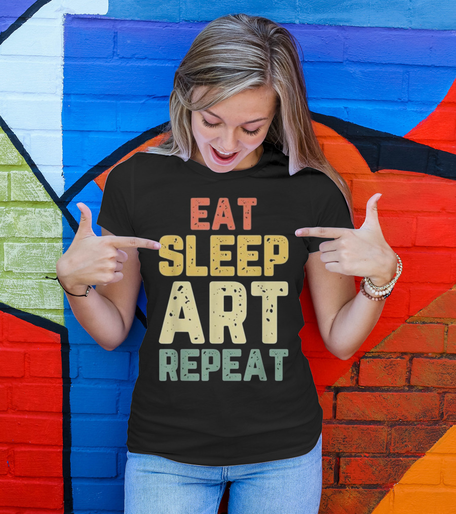 Eat Sleep Art Repeat Artist Retro T-Shirt